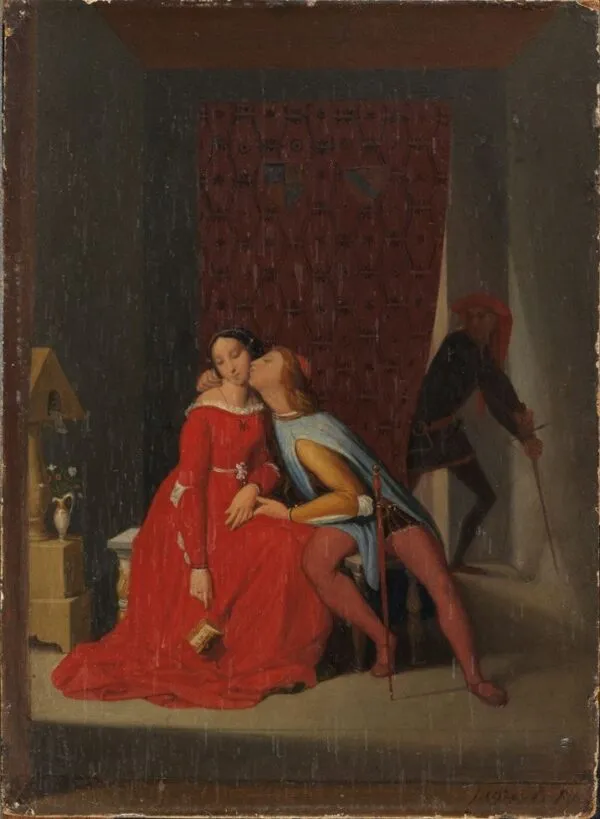 Francesca da Rimini et Paolo Malatesta (1846) by Jean-Auguste-Dominique Ingres — original painting reproduced as a hand-painted oil on canvas
