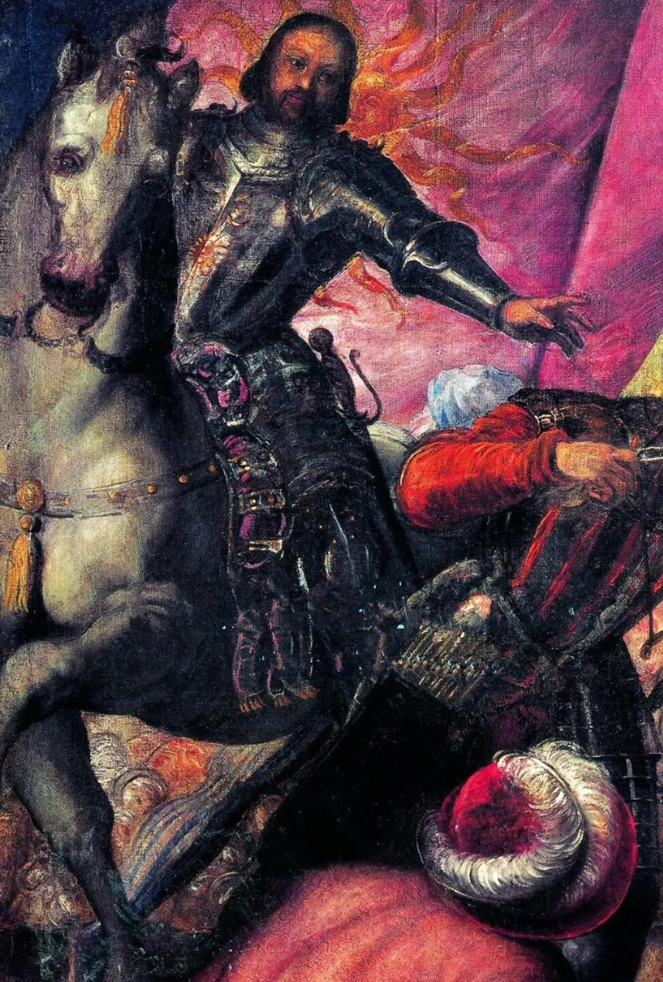 Francesco II Gonzaga at the battle of Taro by Jacopo Tintoretto — original painting reproduced as a hand-painted oil on canvas