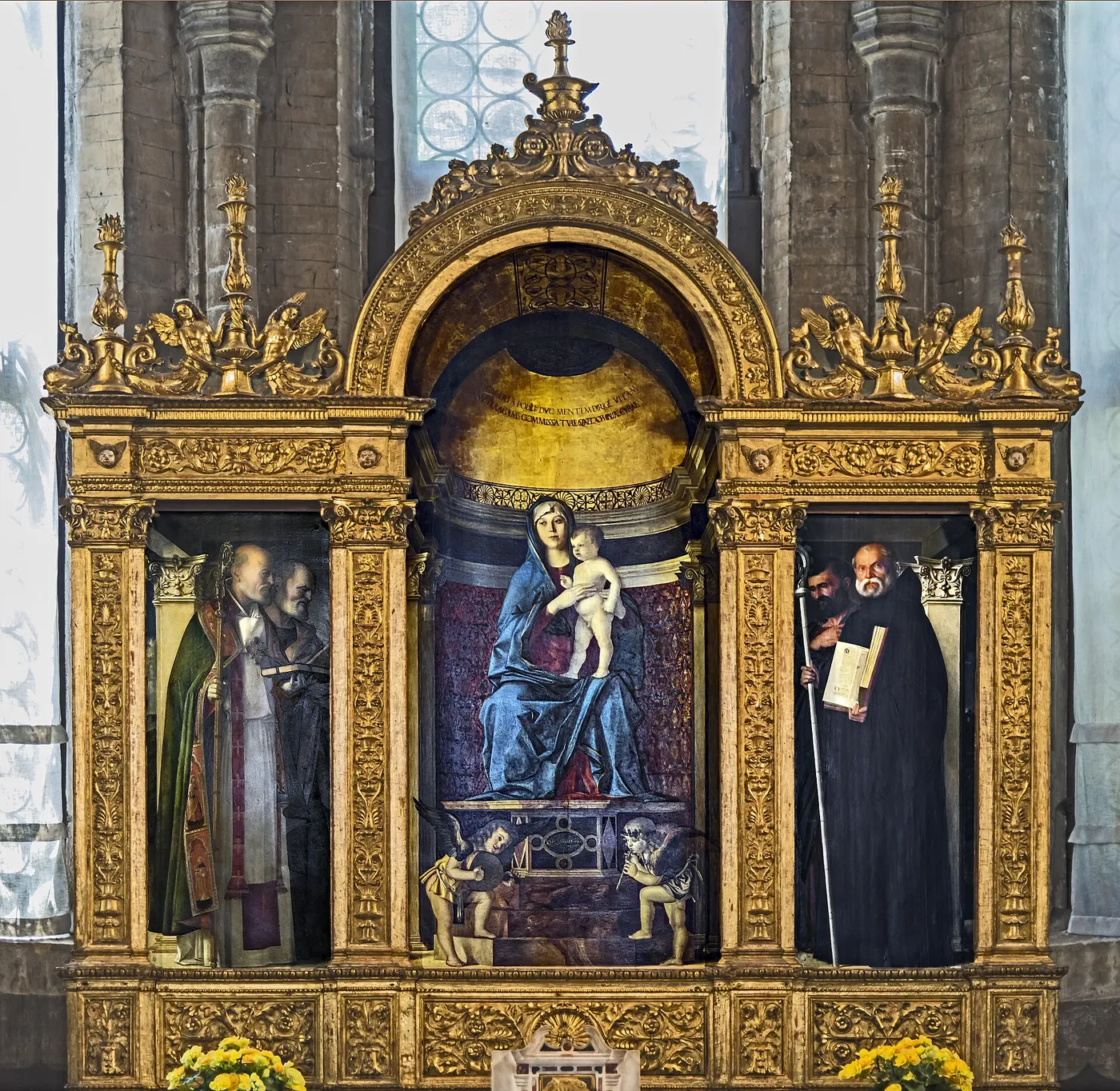 Frari Triptych (1488) by Giovanni Bellini — original painting reproduced as a hand-painted oil on canvas