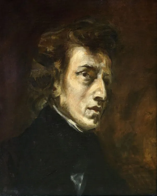 Frédéric Chopin (1838) by Eugène Delacroix — original painting reproduced as a hand-painted oil on canvas