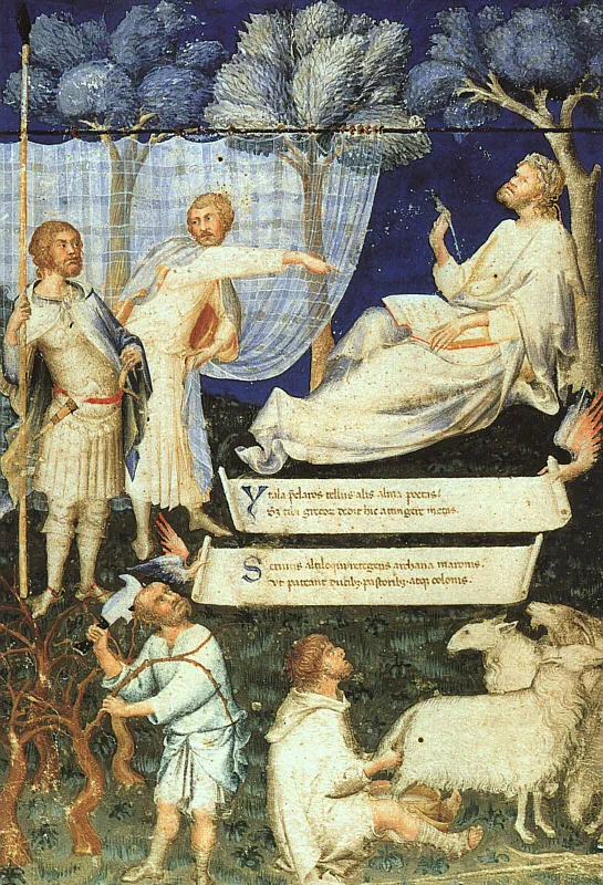 Frontespizio del Commento di Servio a Virgilio (1340) by Simone Martini — original painting reproduced as a hand-painted oil on canvas