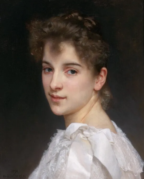 Gabrielle Cot (1890) by William-Adolphe Bouguereau — original painting reproduced as a hand-painted oil on canvas
