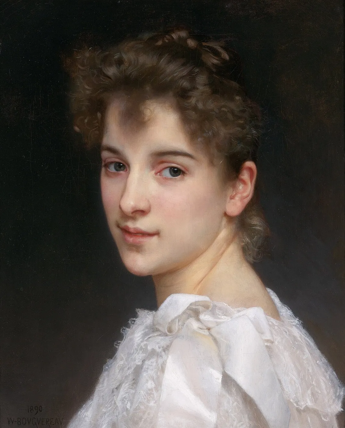 Gabrielle Cot (1890) by William-Adolphe Bouguereau — original painting reproduced as a hand-painted oil on canvas