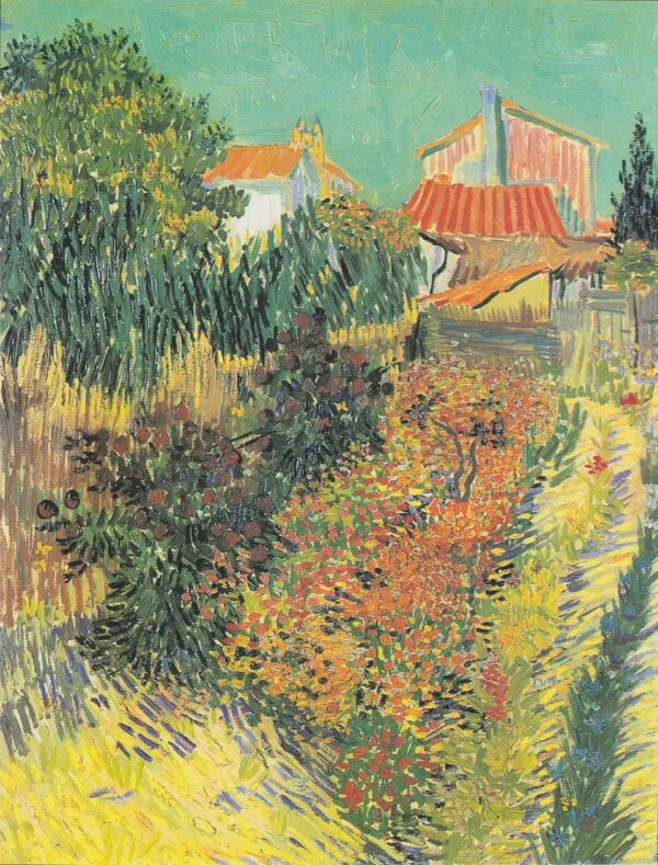 Garden Behind a House (1888) by Vincent van Gogh — original painting reproduced as a hand-painted oil on canvas