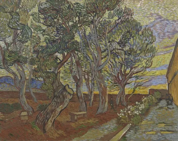 Garden of the Asylum (1889) by Vincent van Gogh — original painting reproduced as a hand-painted oil on canvas