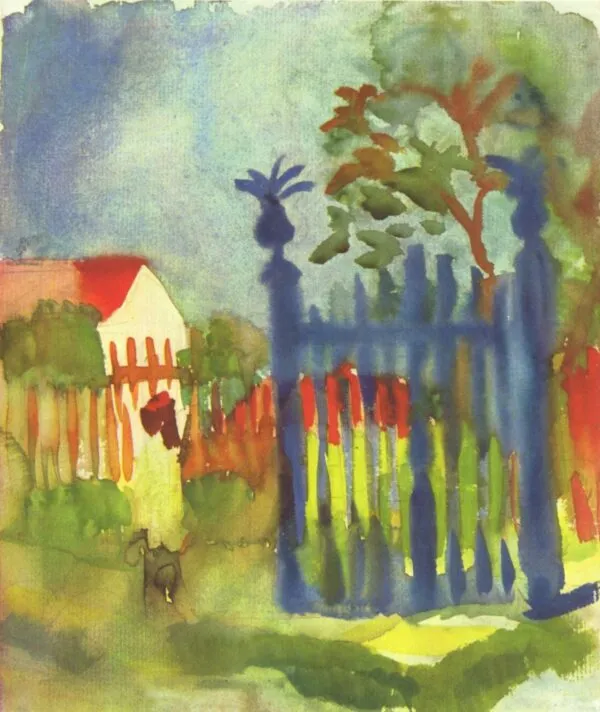Gartentor (1914) by August Macke — original watercolour reproduced as a hand-painted oil on canvas