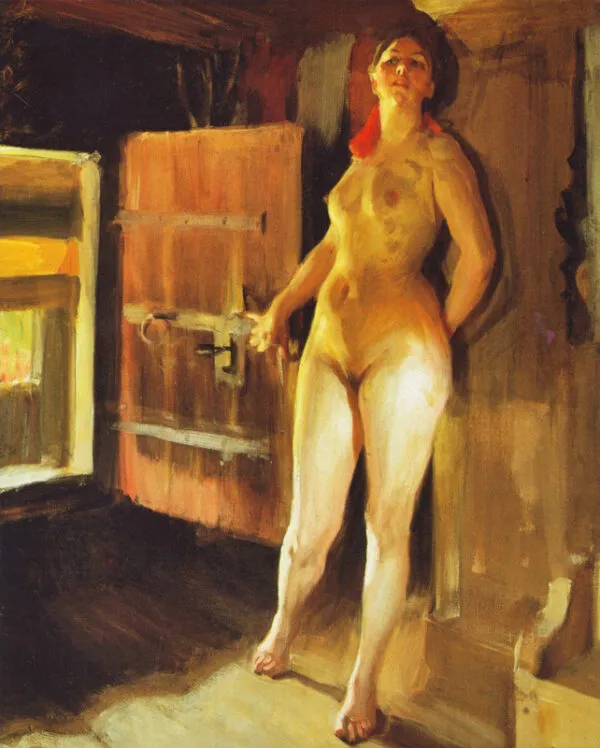 Girl in the Loft (1905) by Anders Zorn — original painting reproduced as a hand-painted oil on canvas
