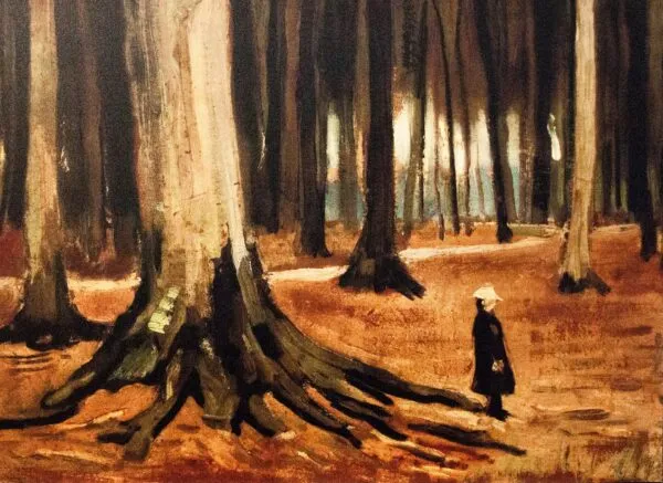 Girl in the Woods (1882) by Vincent van Gogh — original painting reproduced as a hand-painted oil on canvas