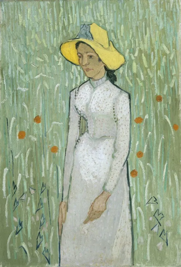 Girl in White (1890) by Vincent van Gogh — original painting reproduced as a hand-painted oil on canvas