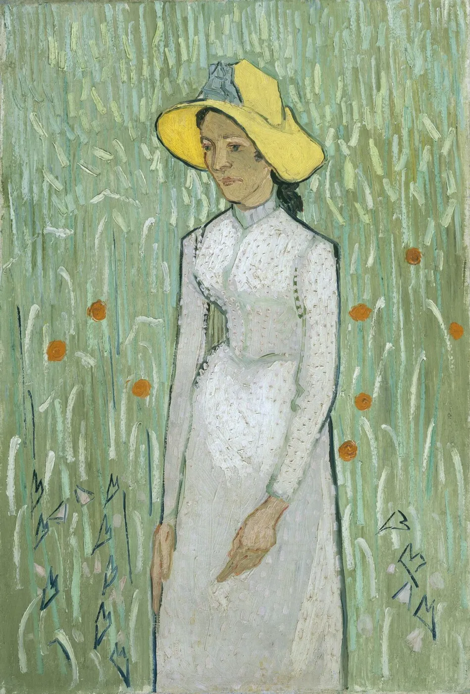 Girl in White (1890) by Vincent van Gogh — original painting reproduced as a hand-painted oil on canvas