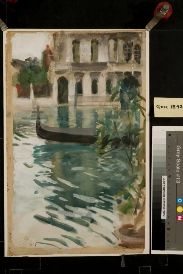 Gondola in Front of the Palazzo Barbaro (1894) by Anders Zorn — original painting reproduced as a hand-painted oil on canvas