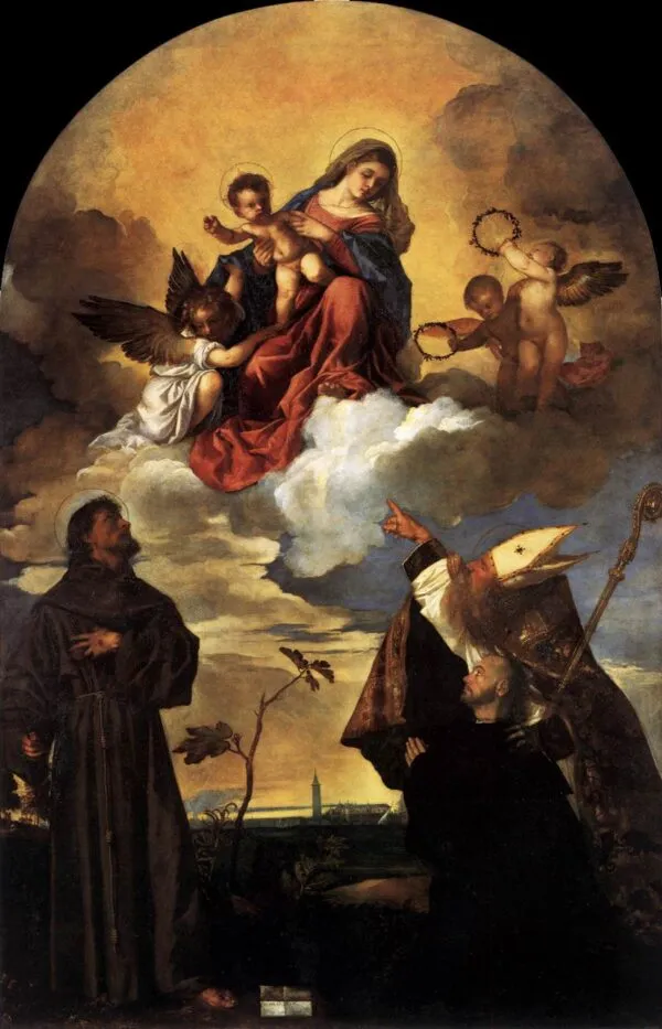 Gozzi Altarpiece (1520) by Titian — original painting reproduced as a hand-painted oil on canvas