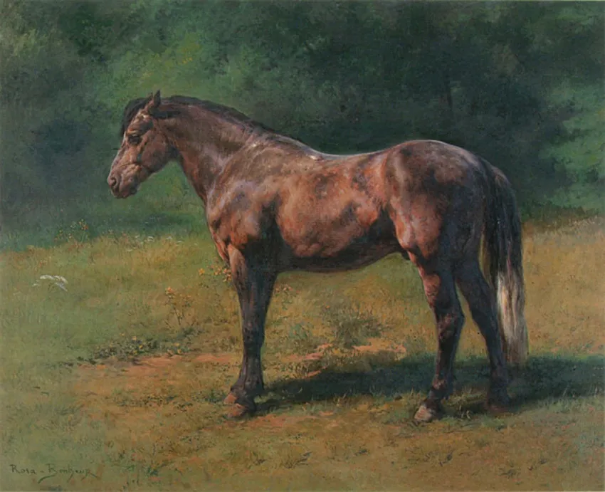 Gray Horse in Green by Rosa Bonheur — original painting reproduced as a hand-painted oil on canvas