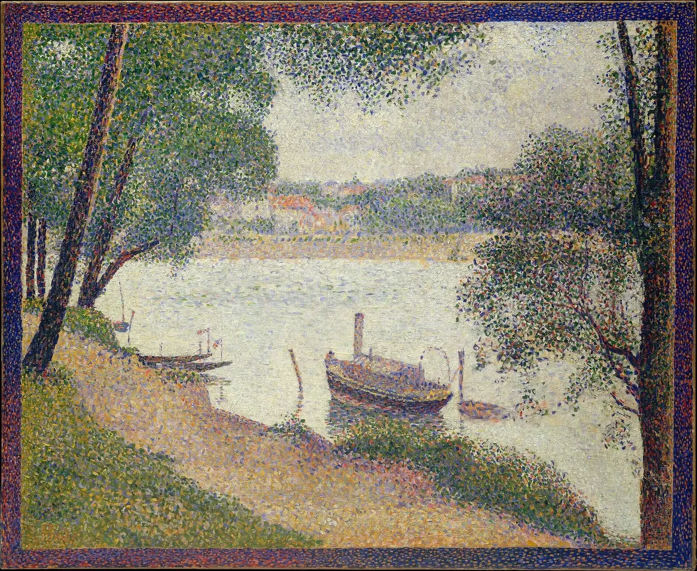 Gray Weather, Grande Jatte (1886) by Georges Seurat — original painting reproduced as a hand-painted oil on canvas