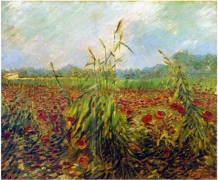 Green Ears of Wheat (1888) by Vincent van Gogh — original painting reproduced as a hand-painted oil on canvas