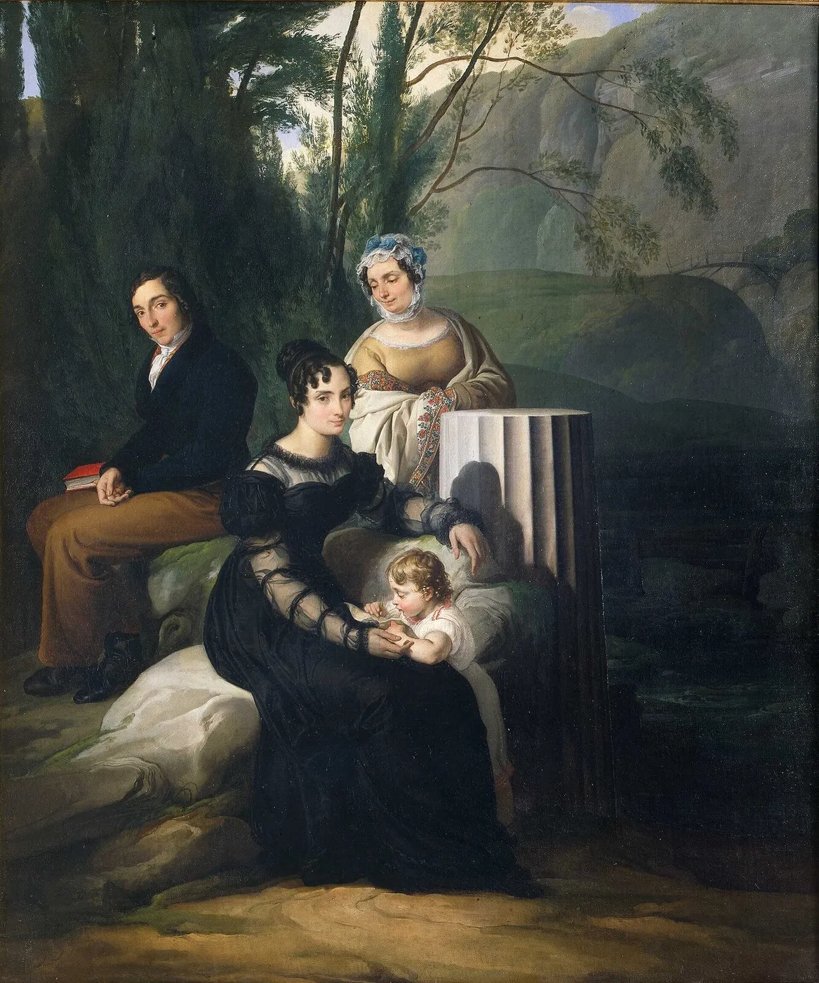 Group portrait of the Borri Stampa family (1821) by Francesco Hayez — original painting reproduced as a hand-painted oil on canvas