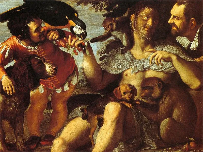 Hairy Harry, Mad Peter and Tiny Amon by Agostino Carracci (1598) by Agostino Carracci — original painting reproduced as a hand-painted oil on canvas