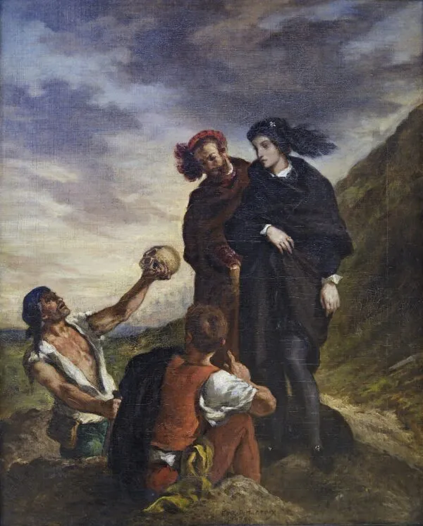 Hamlet and Horatio in the Graveyard (1839) by Eugène Delacroix — original painting reproduced as a hand-painted oil on canvas