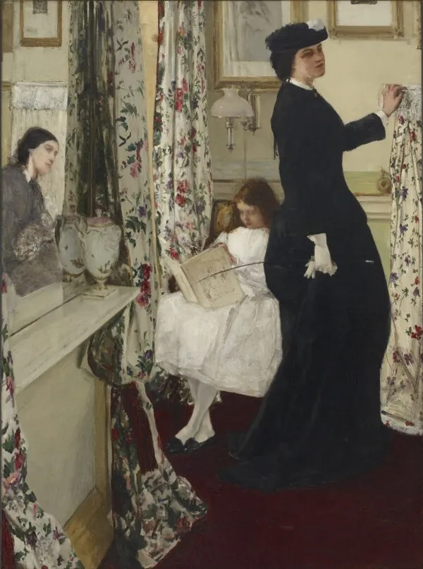 Harmony in Green and Rose: The Music Room (1860) by James McNeill Whistler — original painting reproduced as a hand-painted oil on canvas