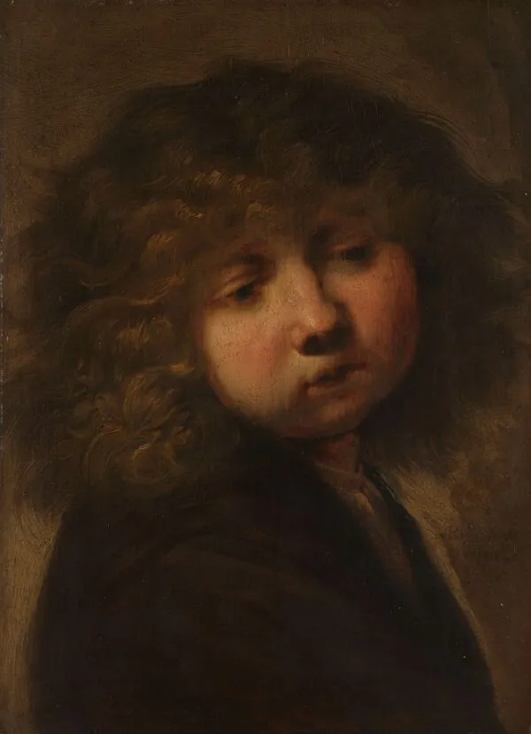 Head of a boy (1643) by Rembrandt — original painting reproduced as a hand-painted oil on canvas