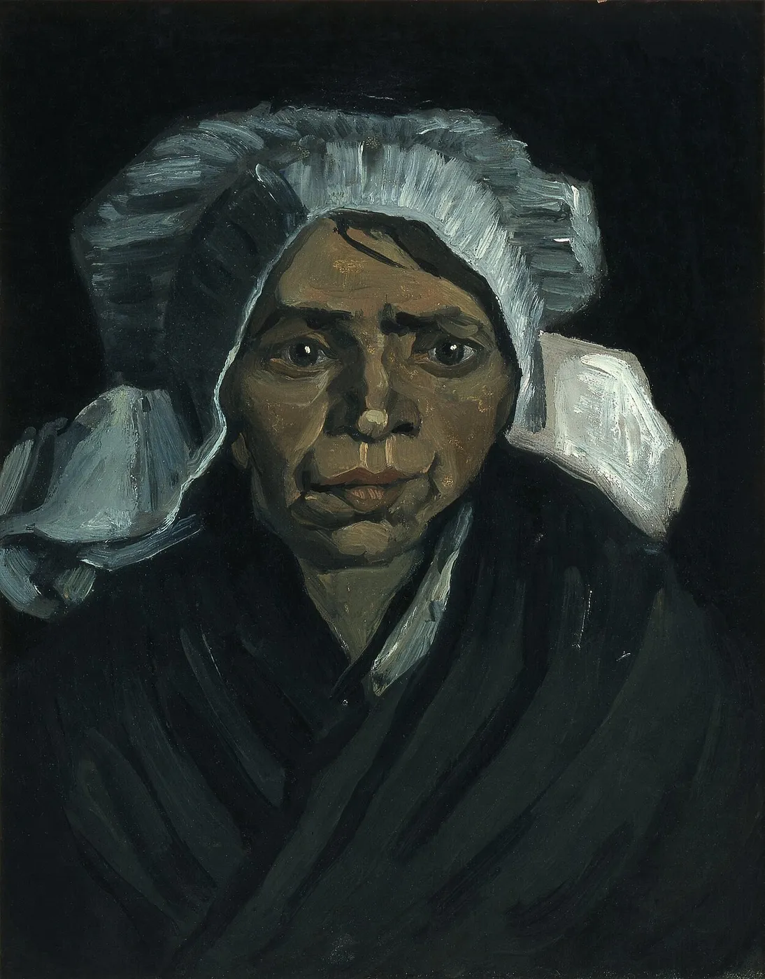 Head of a Peasant Woman (1884) by Vincent van Gogh — original painting reproduced as a hand-painted oil on canvas