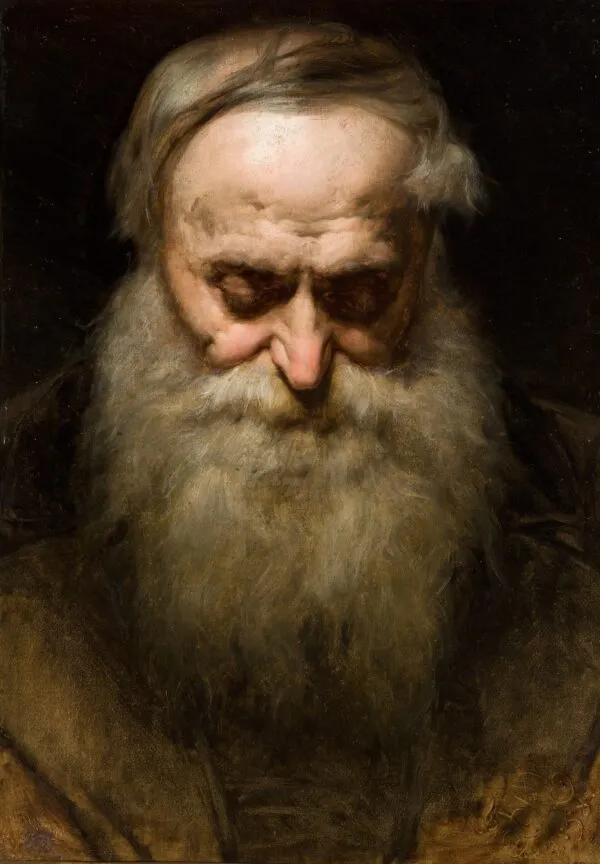 Head of an Old Man with a Grey Beard (1858) by Jan Matejko — original painting reproduced as a hand-painted oil on canvas
