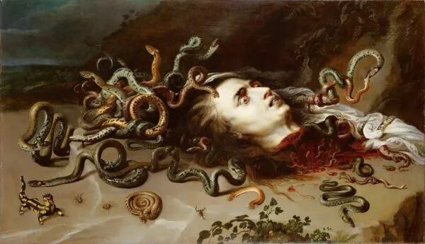 Head of Medusa (1618) by Peter Paul Rubens — original painting reproduced as a hand-painted oil on canvas