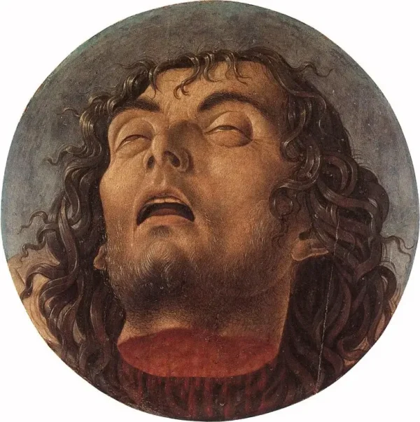 Head of Saint John the Baptist (1465) by Giovanni Bellini — original painting reproduced as a hand-painted oil on canvas