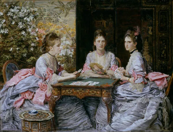 Hearts are Trumps (1872) by John Everett Millais — original painting reproduced as a hand-painted oil on canvas