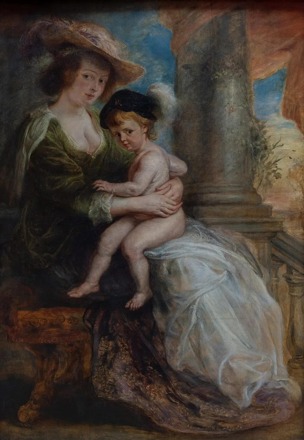 Hélène Fourment with her Son Frans (1635) by Peter Paul Rubens — original painting reproduced as a hand-painted oil on canvas