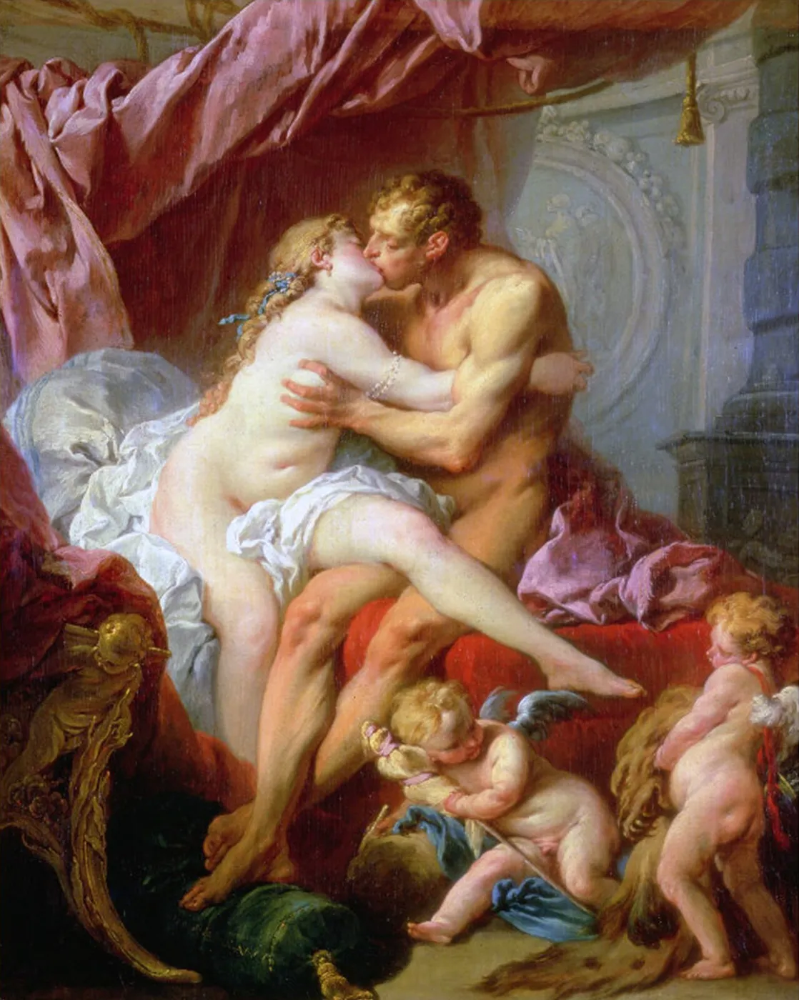 Hercules and Omphale (1732) by François Boucher — original painting reproduced as a hand-painted oil on canvas