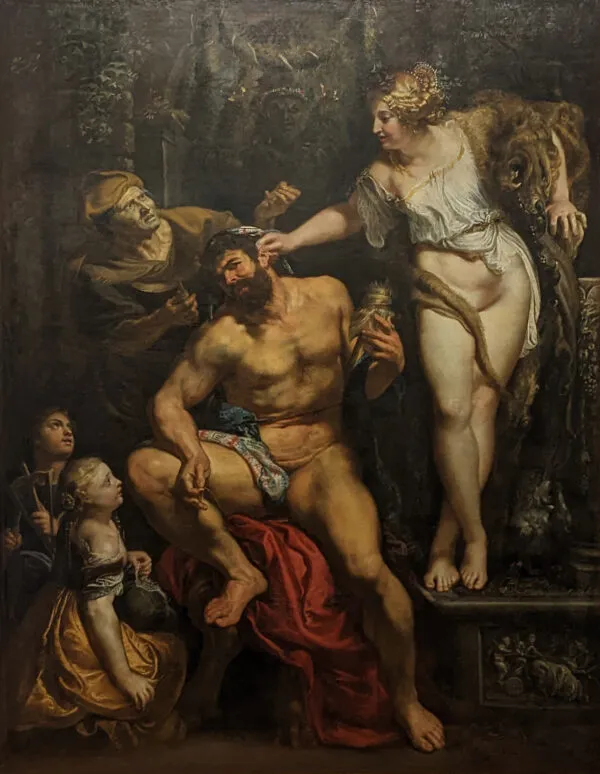 Hercules and Omphale (1602) by Peter Paul Rubens — original painting reproduced as a hand-painted oil on canvas
