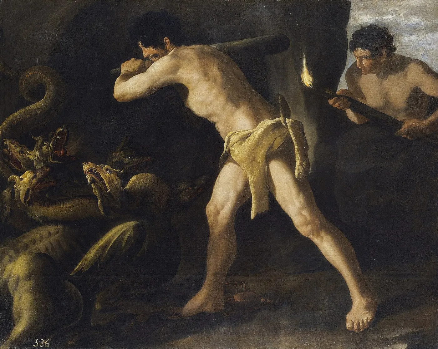 Hercules and the Hydra (1634) by Francisco de Zurbarán — original painting reproduced as a hand-painted oil on canvas