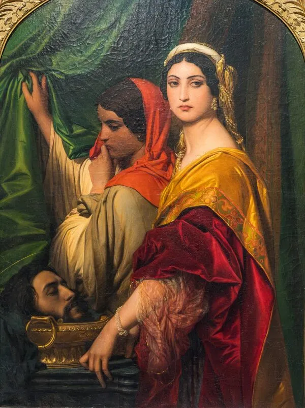 Herodias with the Head of St. John the Baptist (1843) by Paul Delaroche — original painting reproduced as a hand-painted oil on canvas