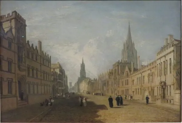 High Street, Oxford (1810) by J. M. W. Turner — original painting reproduced as a hand-painted oil on canvas