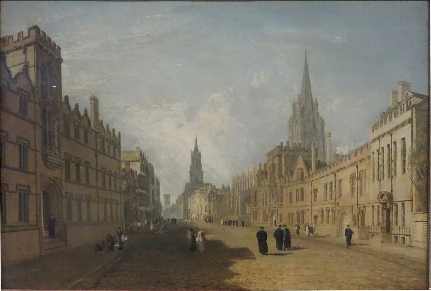 High Street, Oxford (1810) by J. M. W. Turner — original painting reproduced as a hand-painted oil on canvas