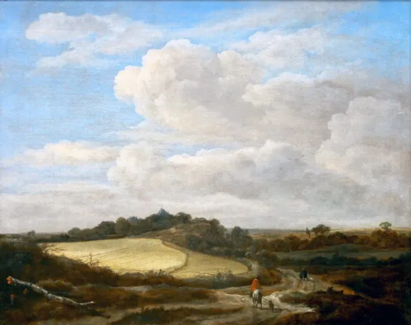 Hilly wheat field (1660) by Jacob van Ruisdael — original painting reproduced as a hand-painted oil on canvas