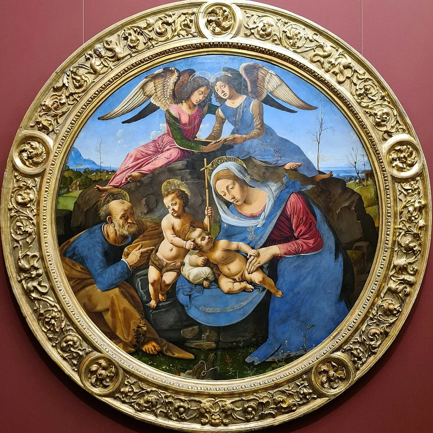 Holy Family (1495) by Piero di Cosimo — original painting reproduced as a hand-painted oil on canvas