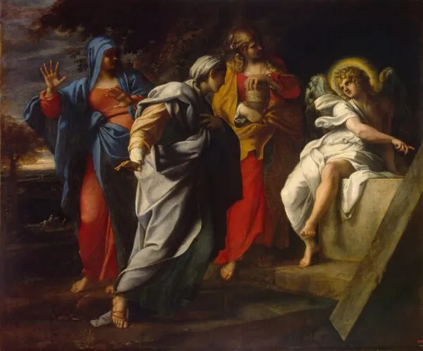 Holy Women at Christ' s Tomb (1590) by Annibale Carracci — original painting reproduced as a hand-painted oil on canvas