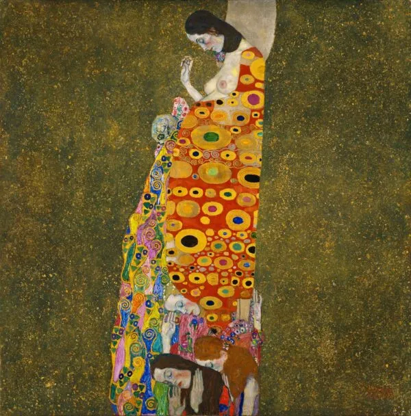 Hope II (1907) by Gustav Klimt — original painting reproduced as a hand-painted oil on canvas