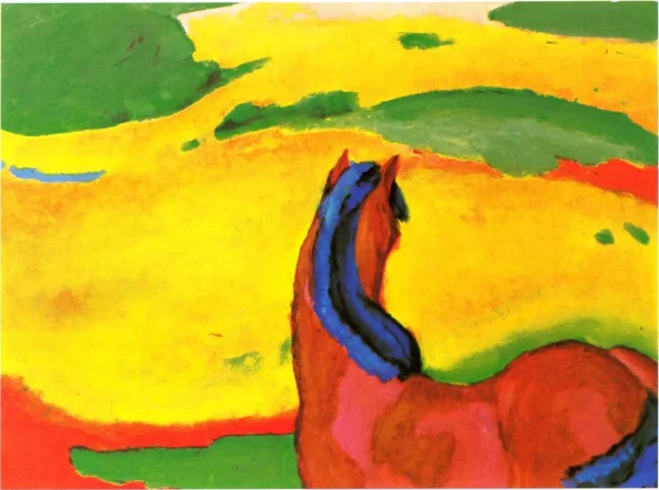 horse in a landscape (1910) by Franz Marc — original painting reproduced as a hand-painted oil on canvas
