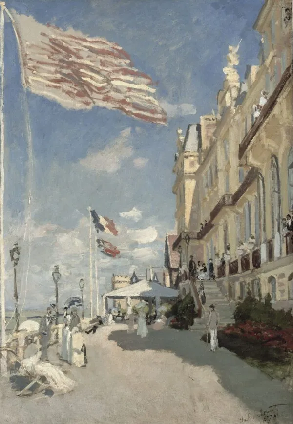 Hôtel des Roches Noires (1870) by Claude Monet — original painting reproduced as a hand-painted oil on canvas