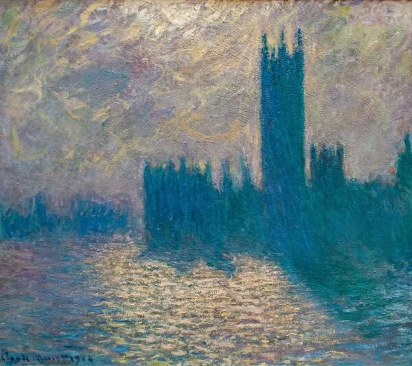 Houses of Parliament, stormy sky (1904) by Claude Monet — original painting reproduced as a hand-painted oil on canvas