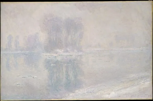Ice Floes (1893) by Claude Monet — original painting reproduced as a hand-painted oil on canvas