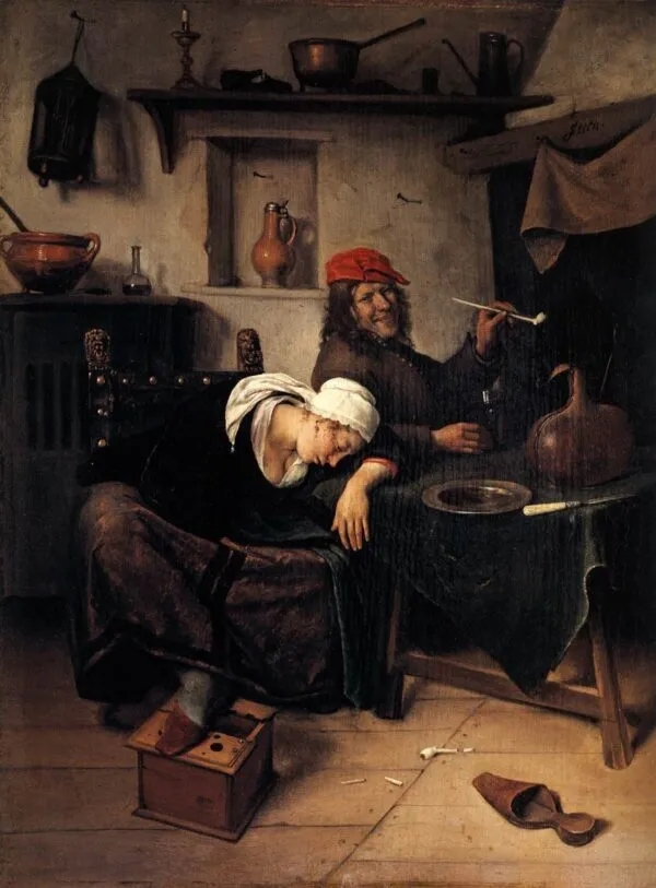 Idlers (1660) by Jan Steen — original painting reproduced as a hand-painted oil on canvas