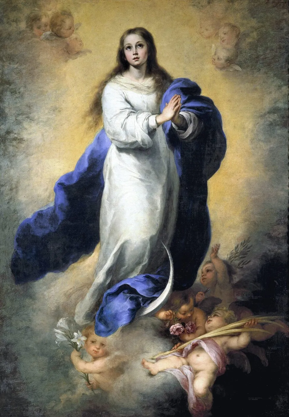 Immaculate Conception of El Escorial (1660) by Bartolomé Esteban Murillo — original painting reproduced as a hand-painted oil on canvas