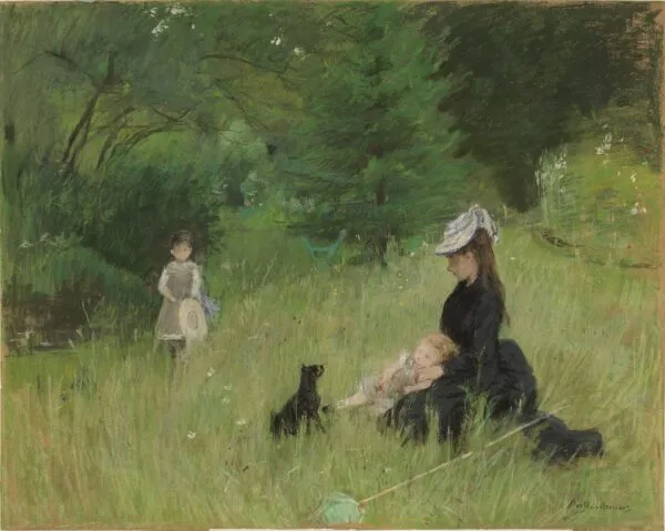 In a Park (1874) by Berthe Morisot — original painting reproduced as a hand-painted oil on canvas