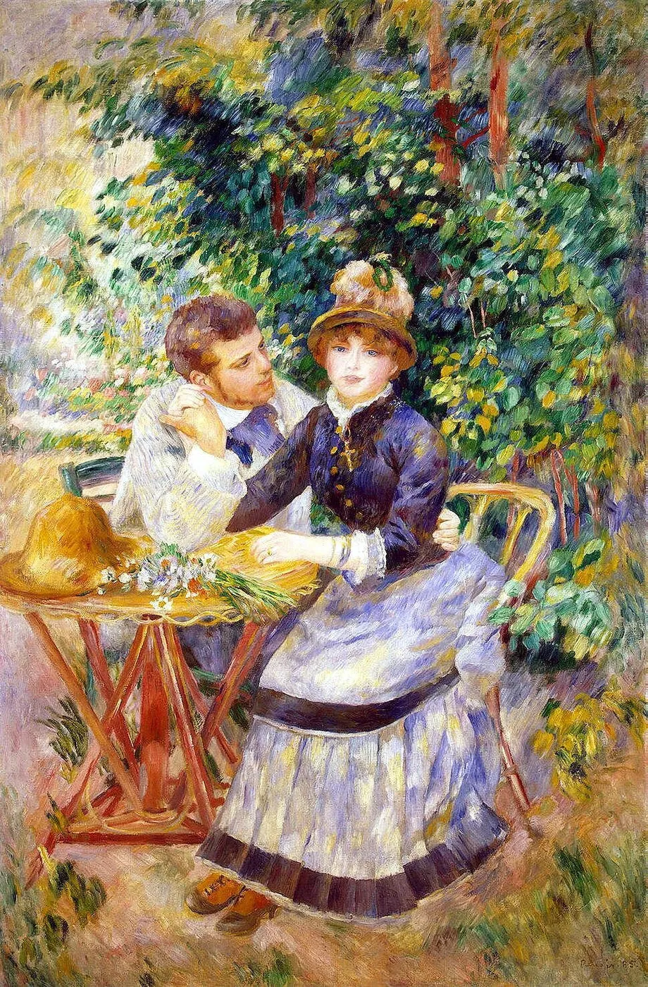 In the Garden (1885) by Pierre-Auguste Renoir — original painting reproduced as a hand-painted oil on canvas
