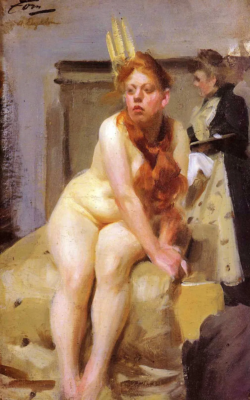 In the Studio by Anders Zorn — original painting reproduced as a hand-painted oil on canvas