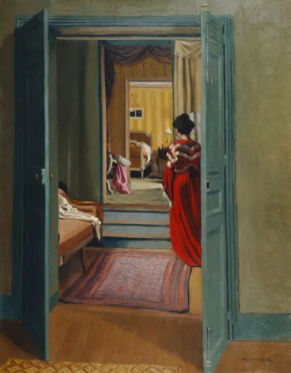 Intérieur avec femme en rouge de dos (1903) by Félix Vallotton — original painting reproduced as a hand-painted oil on canvas